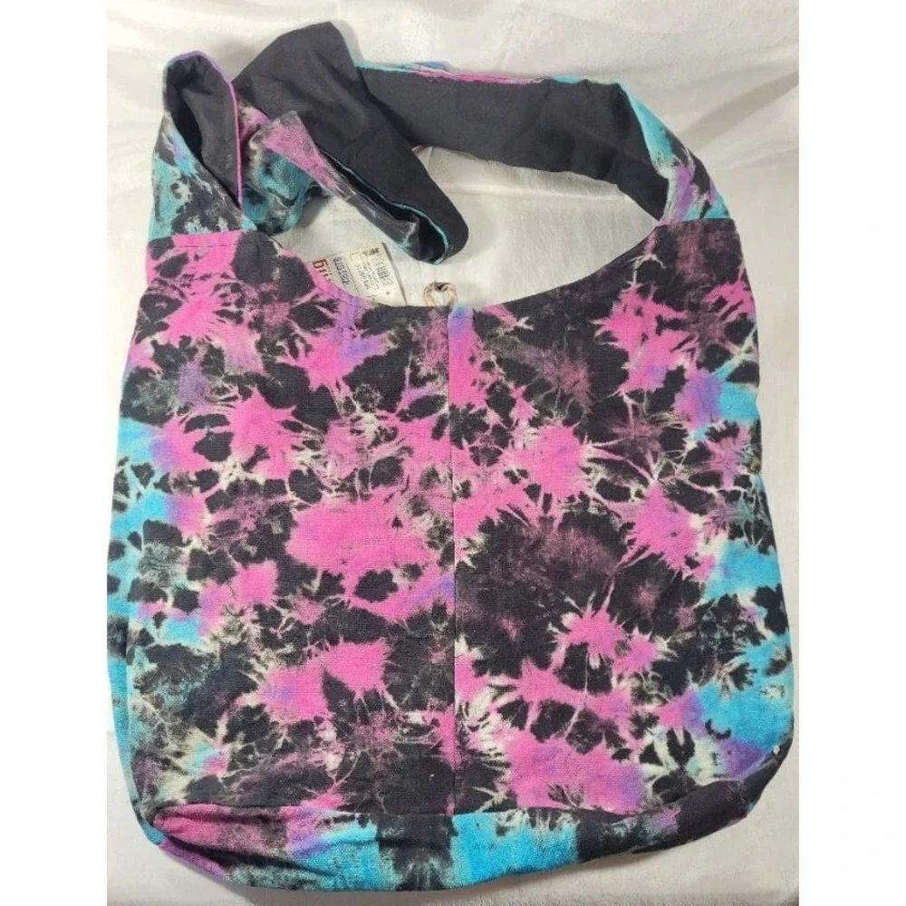 Rising International Tie-Dye Embroidered‎ Mushrooms Hobo Crossbody Bag